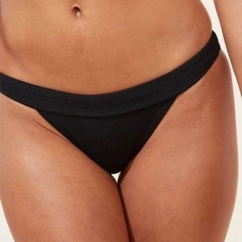 NWT Andie Swim The‎ Banded Cheeky Rib Bikini Bottom Stretch Black Size Medium